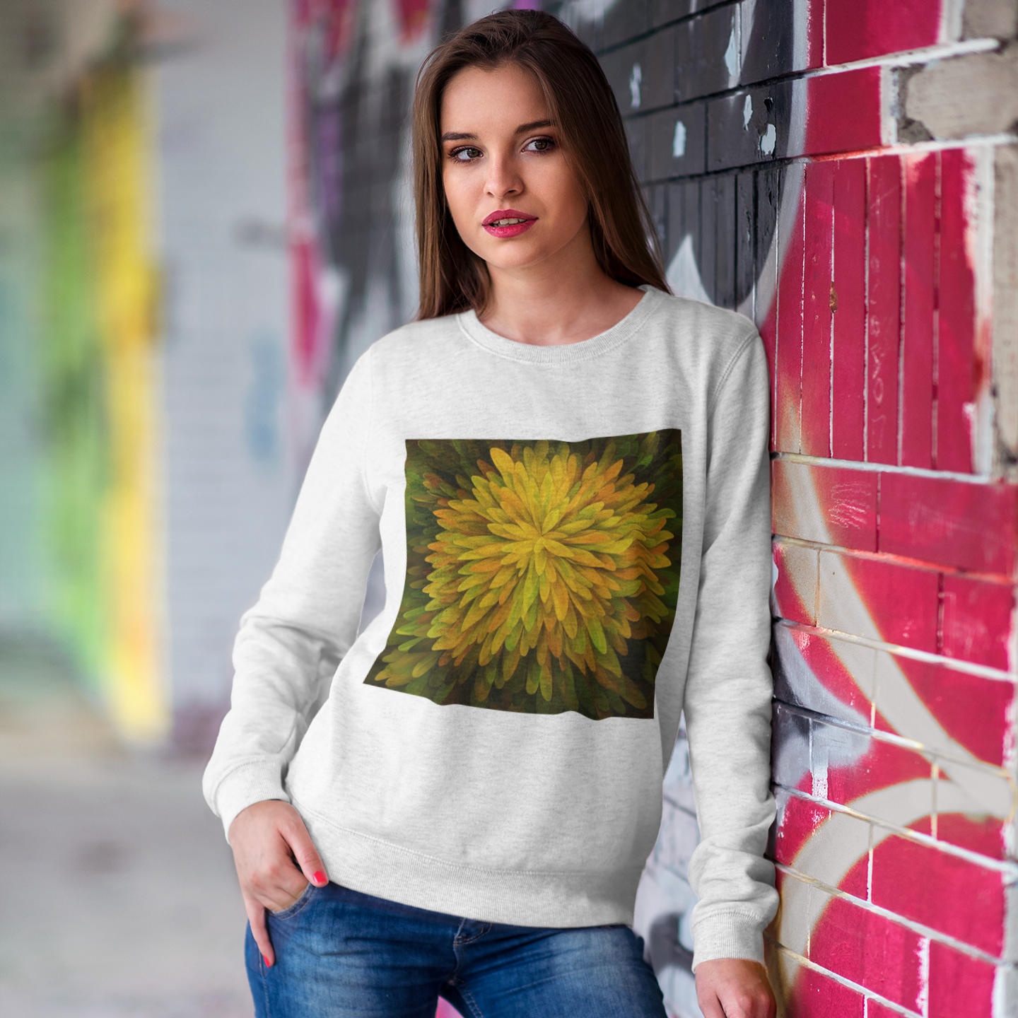 K#436 -Golden Petal Sweatshirt – Blühende Energie & Naturkunst | Kirrify Bloom