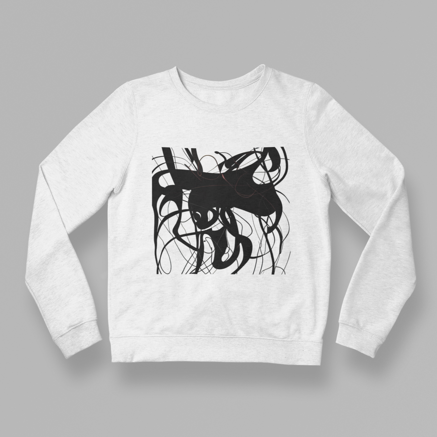 K#438 - Chaos Line Longsleeve – Abstrakte Linienkunst in Schwarz-Weiß | Kirrify