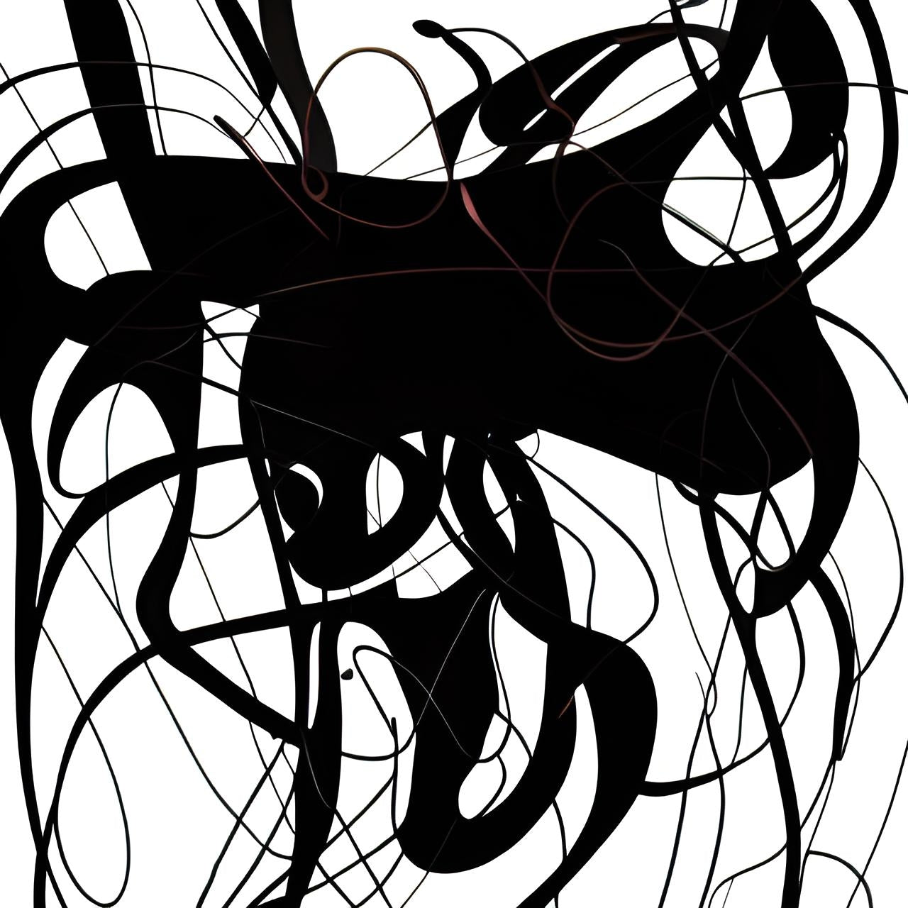 K#438 - Chaos Line Longsleeve – Abstrakte Linienkunst in Schwarz-Weiß | Kirrify