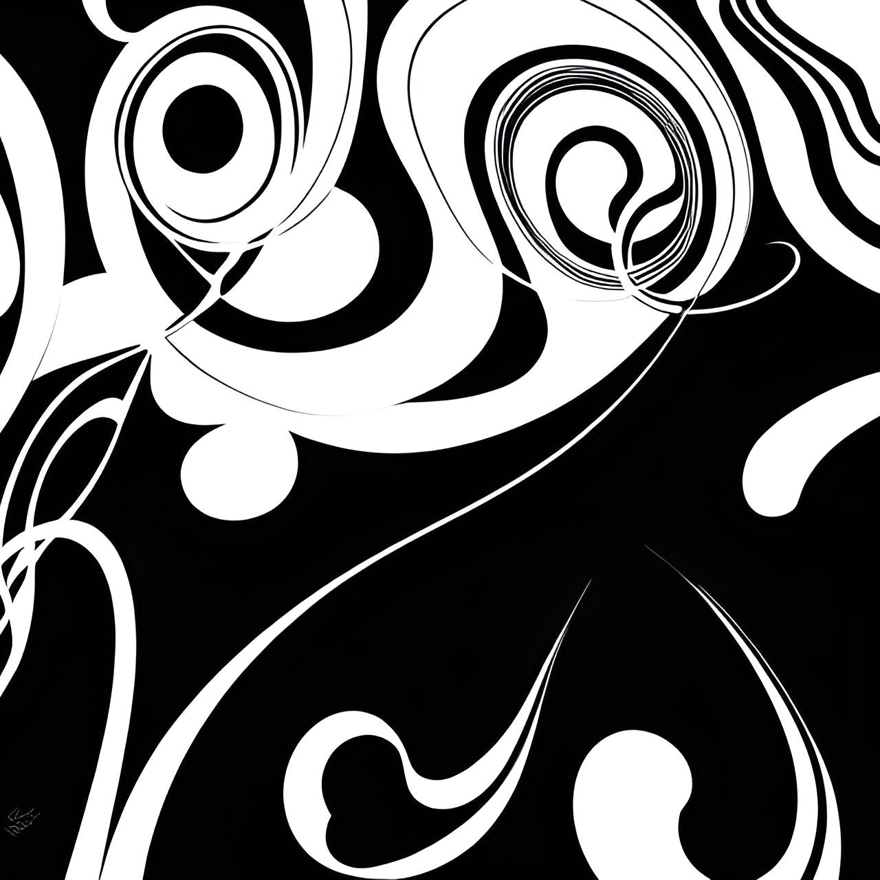 K#439  - Black Flow Longsleeve – Grafische Linienkunst in Schwarz & Weiß | Kirrify