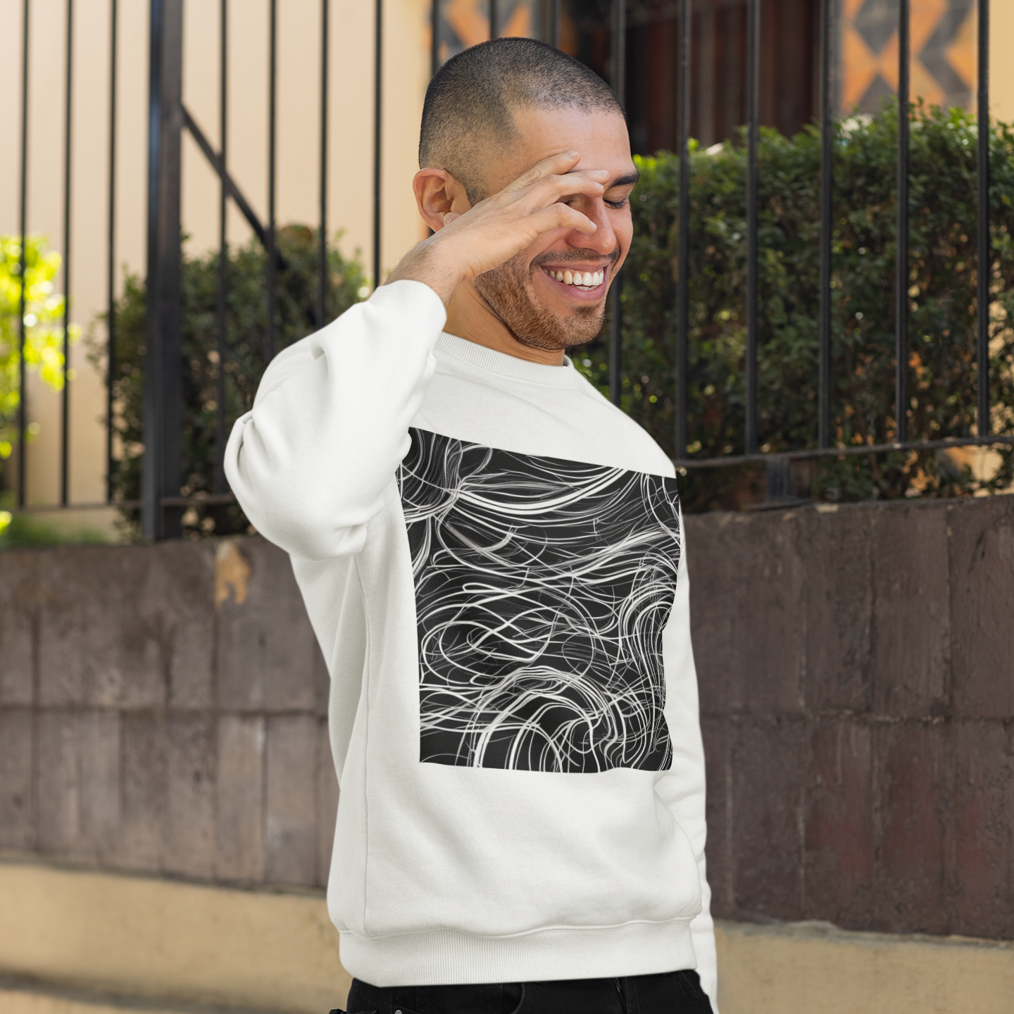 K#440 - Monochrome Motion Sweatshirt – Minimalistische Linienkunst | Kirrify