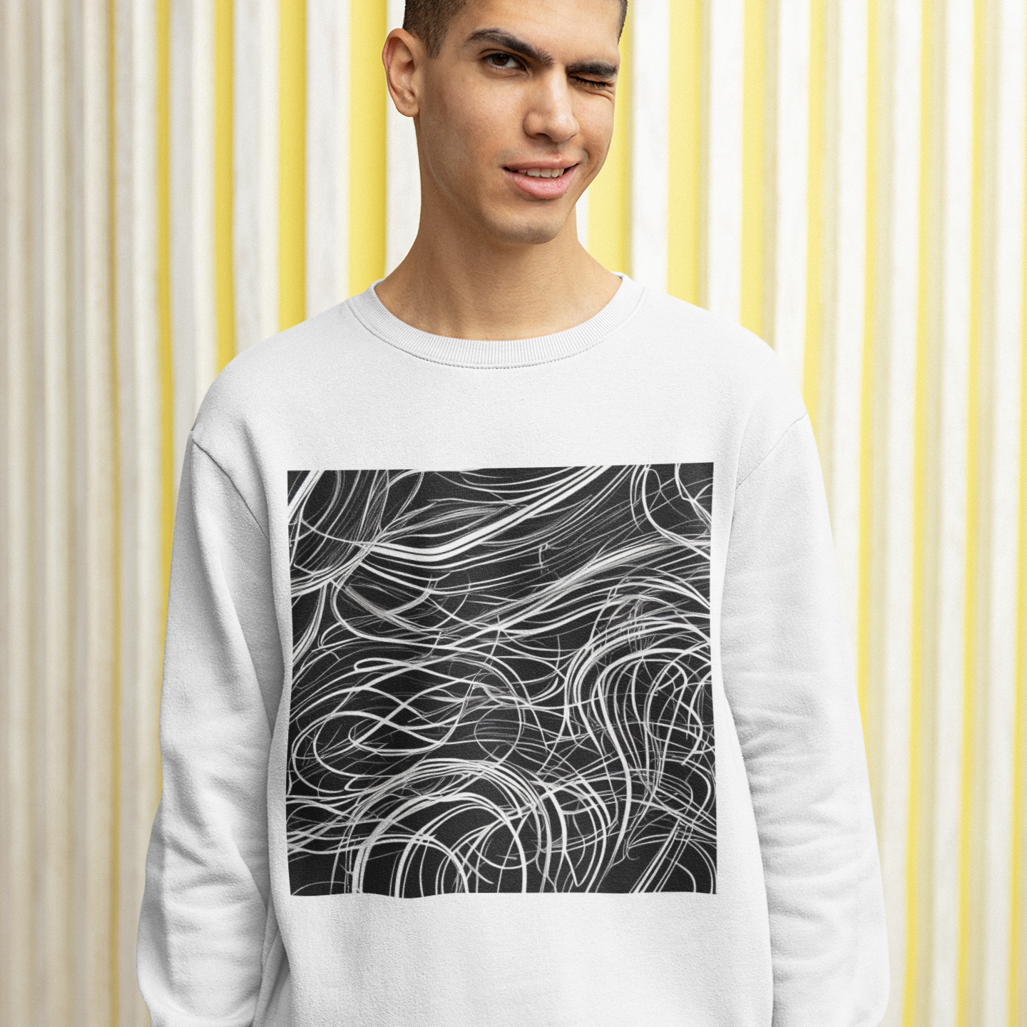 K#440 - Monochrome Motion Sweatshirt – Minimalistische Linienkunst | Kirrify