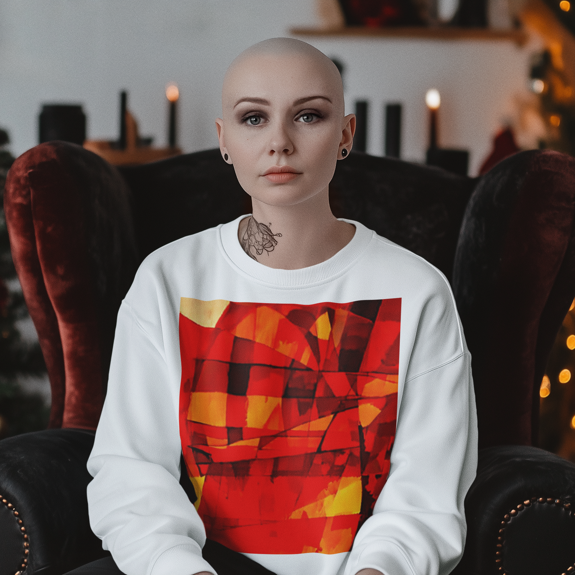 K#442 - Abstract Red Christmas Sweater – Kirrify Artwear Unisex