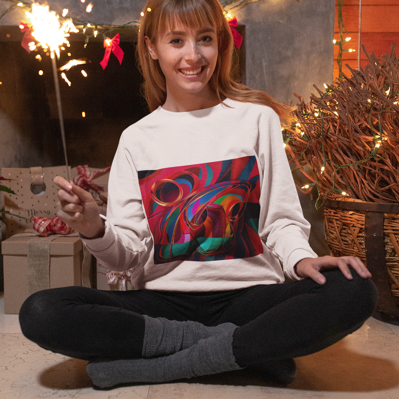 K#443 - Color Swirl Christmas Sweater – Kirrify Unisex Artwear