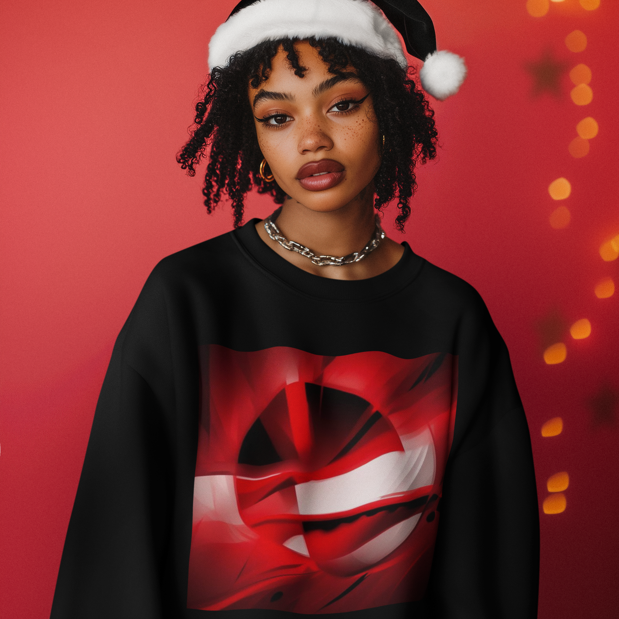 K#444 - Red Wave Christmas Art Sweater – Unisex Bold Edition