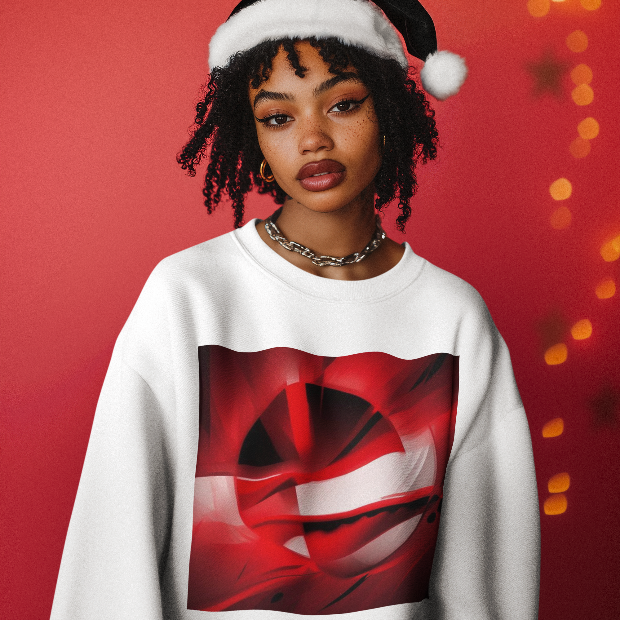 K#444 - Red Wave Christmas Art Sweater – Unisex Bold Edition