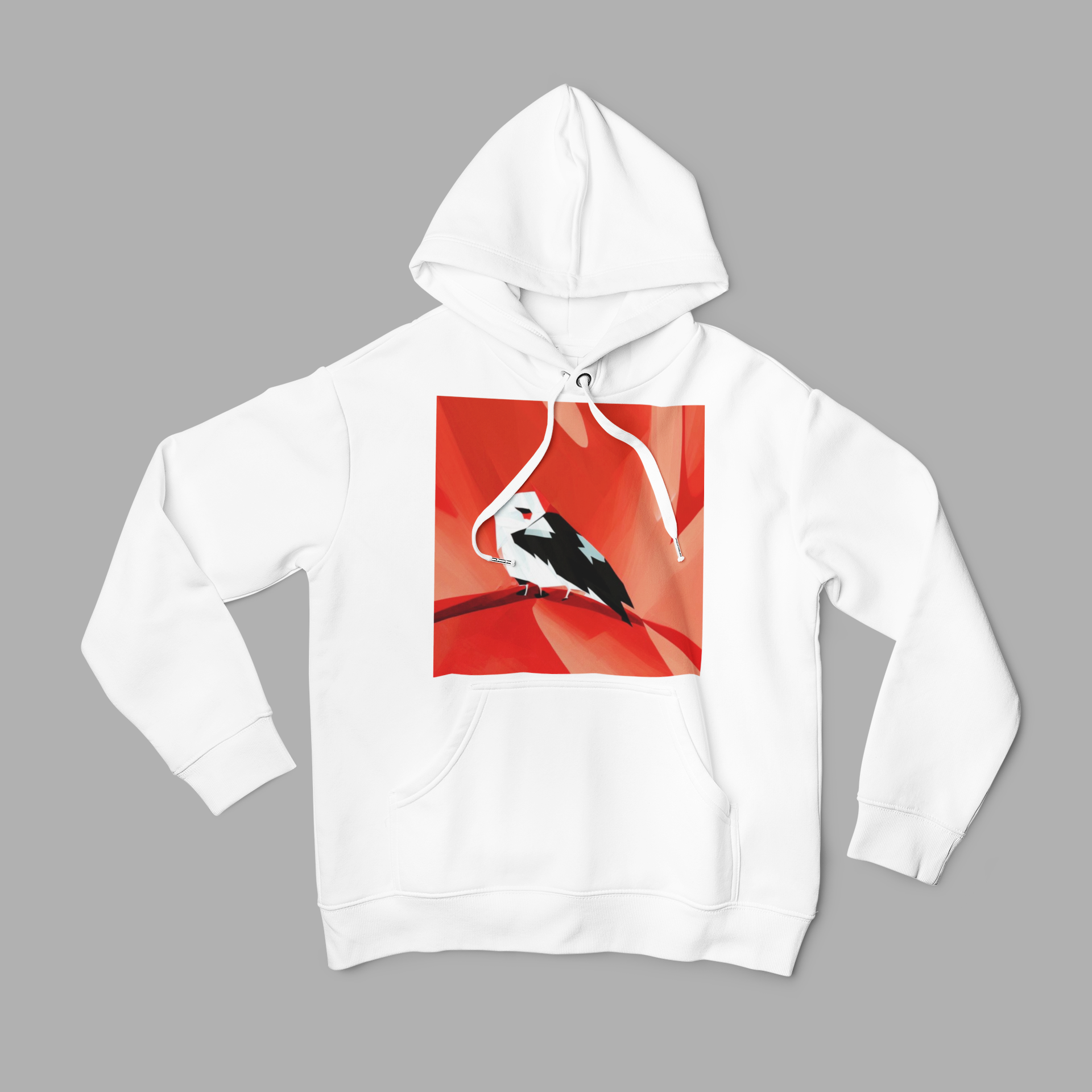 K#502 - Red Bird Hoodie – Minimalistische Kunst in Bewegung | Kirrify