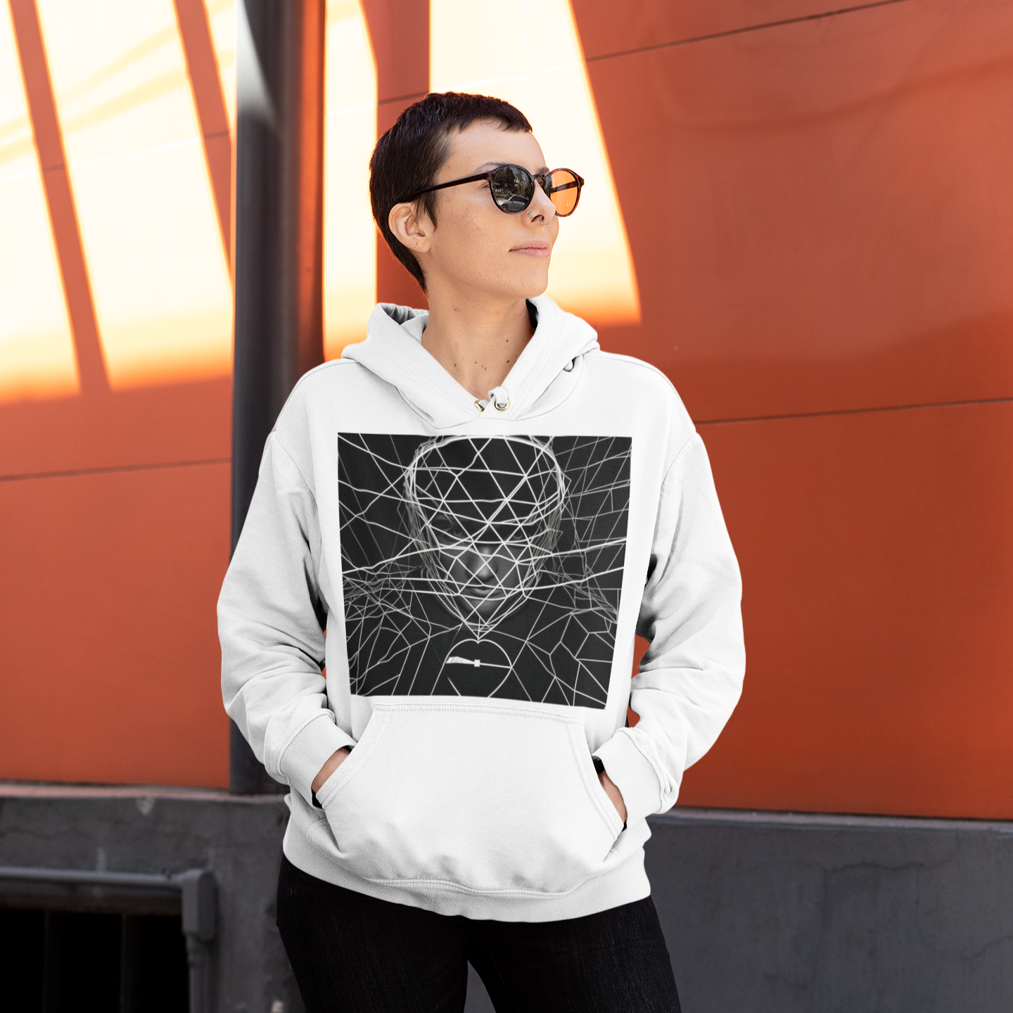 K#503 - Geometric Mind Hoodie – Schwarzweiß trifft Vision | Kirrify