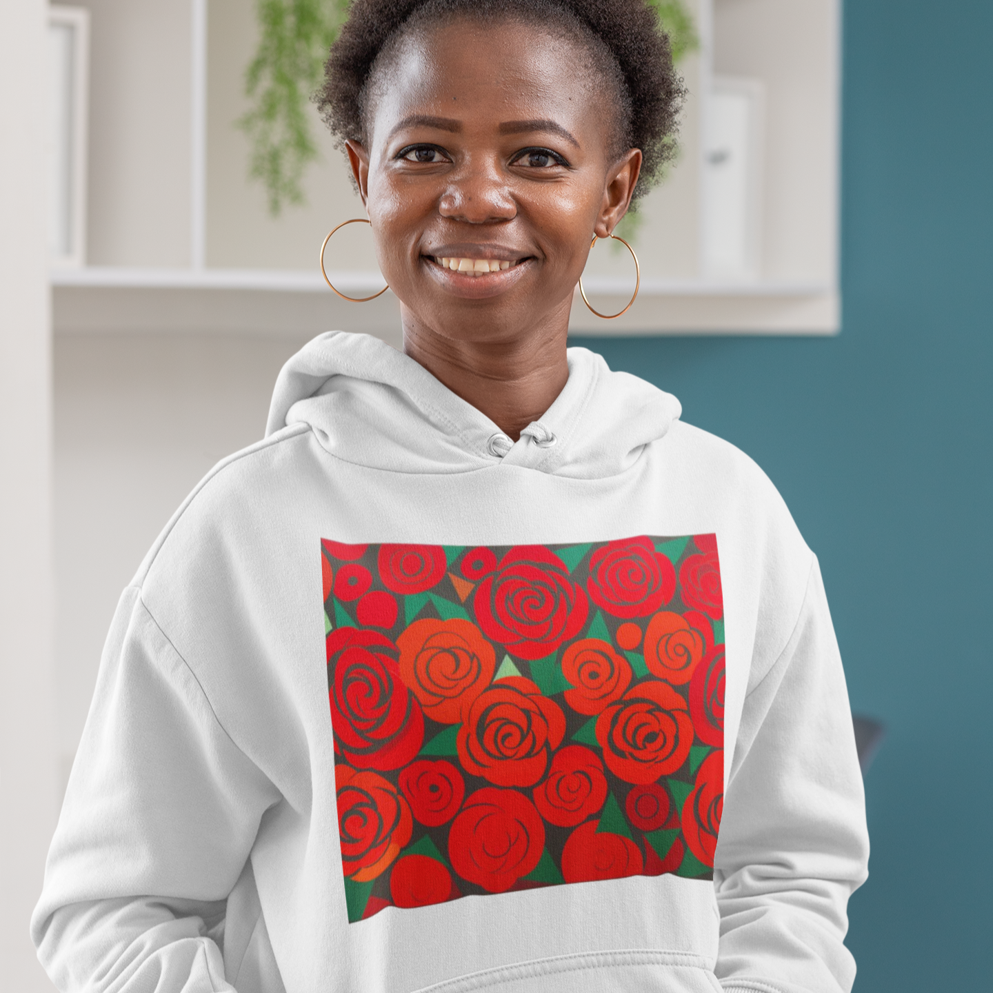#508 - Red Blossom Hoodie – Blühende Kunst in Bewegung | Kirrify
