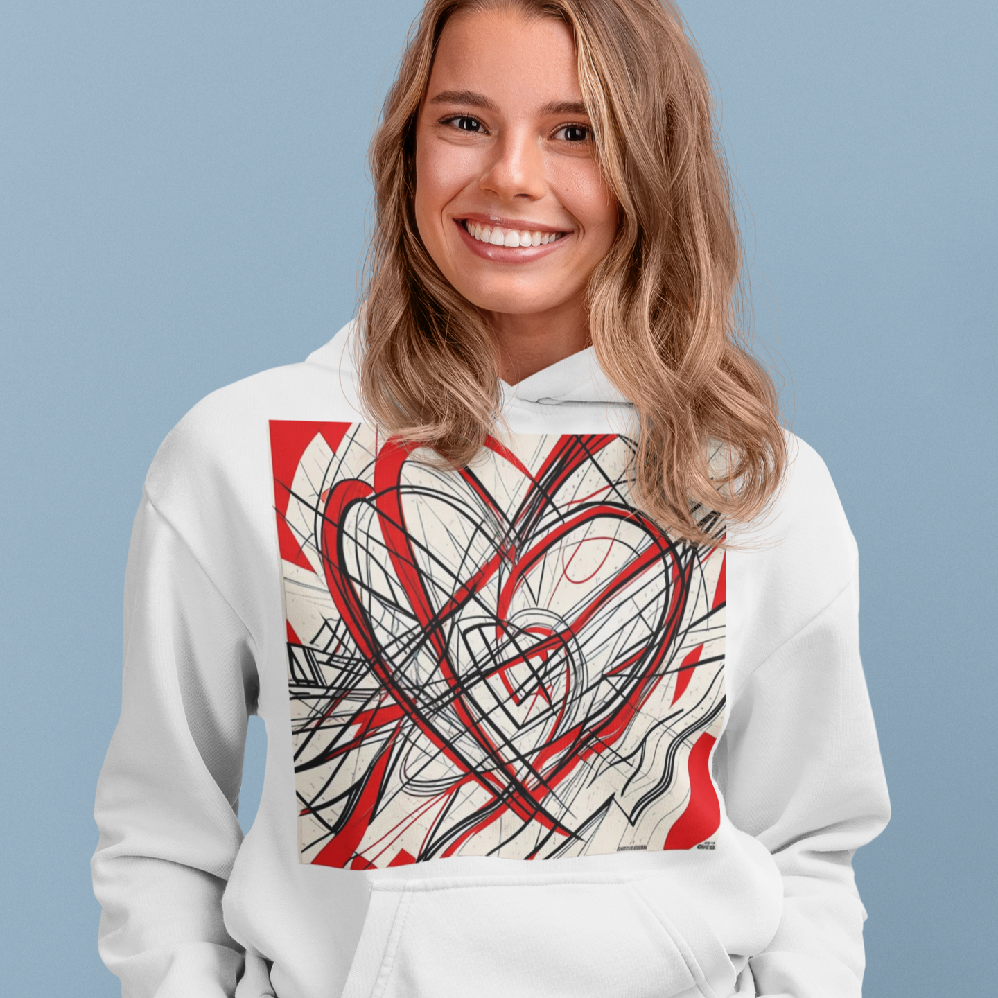 K#510 - Red Heart Lines Hoodie – Kunst trifft Emotion | Kirrify