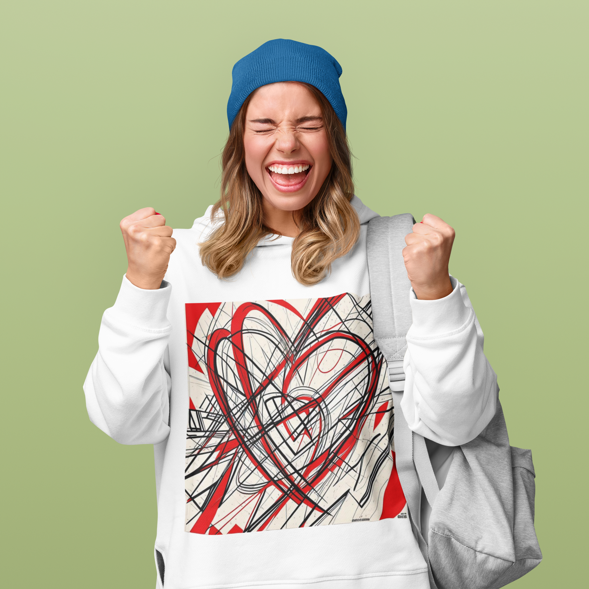 K#510 - Red Heart Lines Hoodie – Kunst trifft Emotion | Kirrify