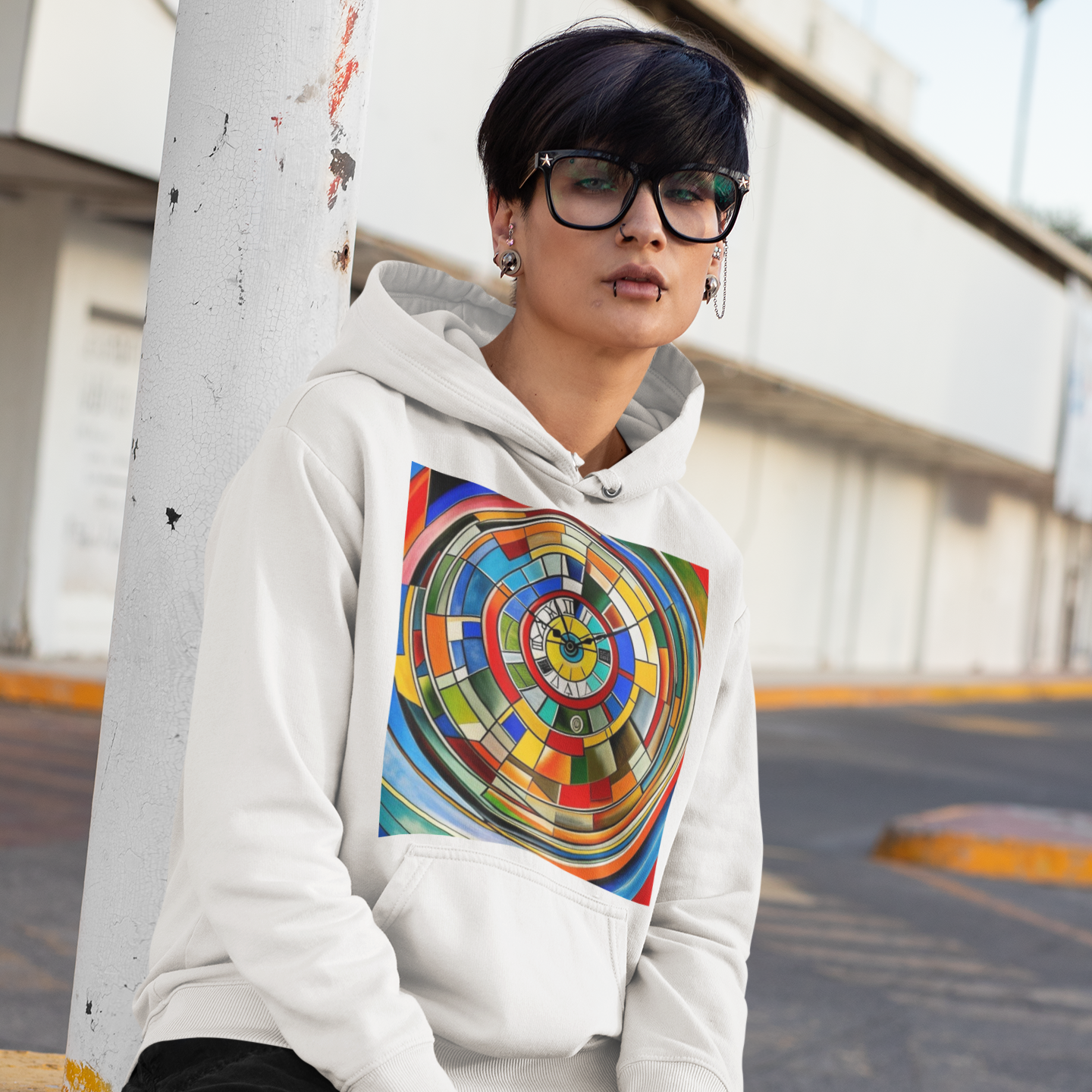 K#513 - Time Spiral Hoodie – Farbige Energie im Kreis der Kunst | Kirrify