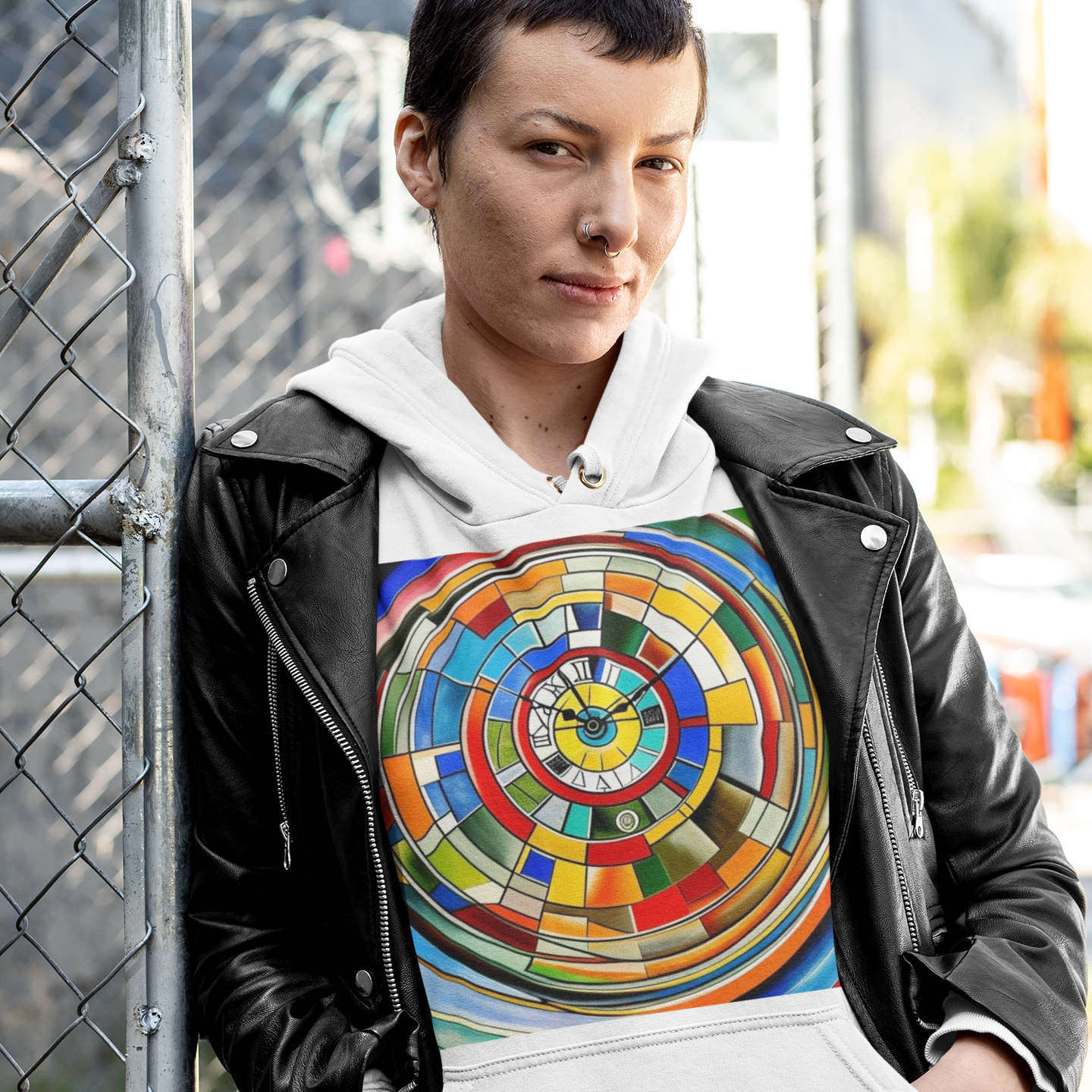 K#513 - Time Spiral Hoodie – Farbige Energie im Kreis der Kunst | Kirrify