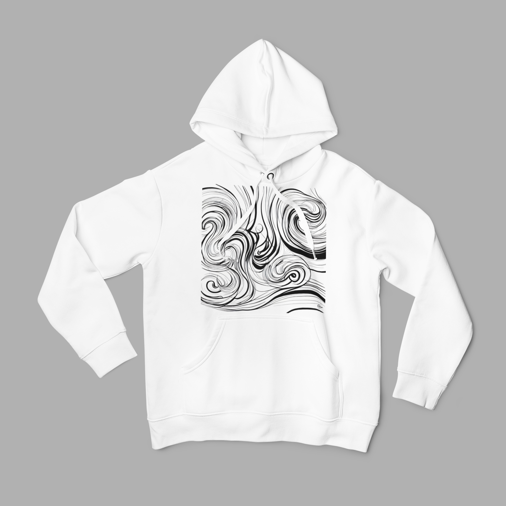 K#514 - Flow Lines Hoodie – Minimalistische Bewegung in Schwarzweiß | Kirrify