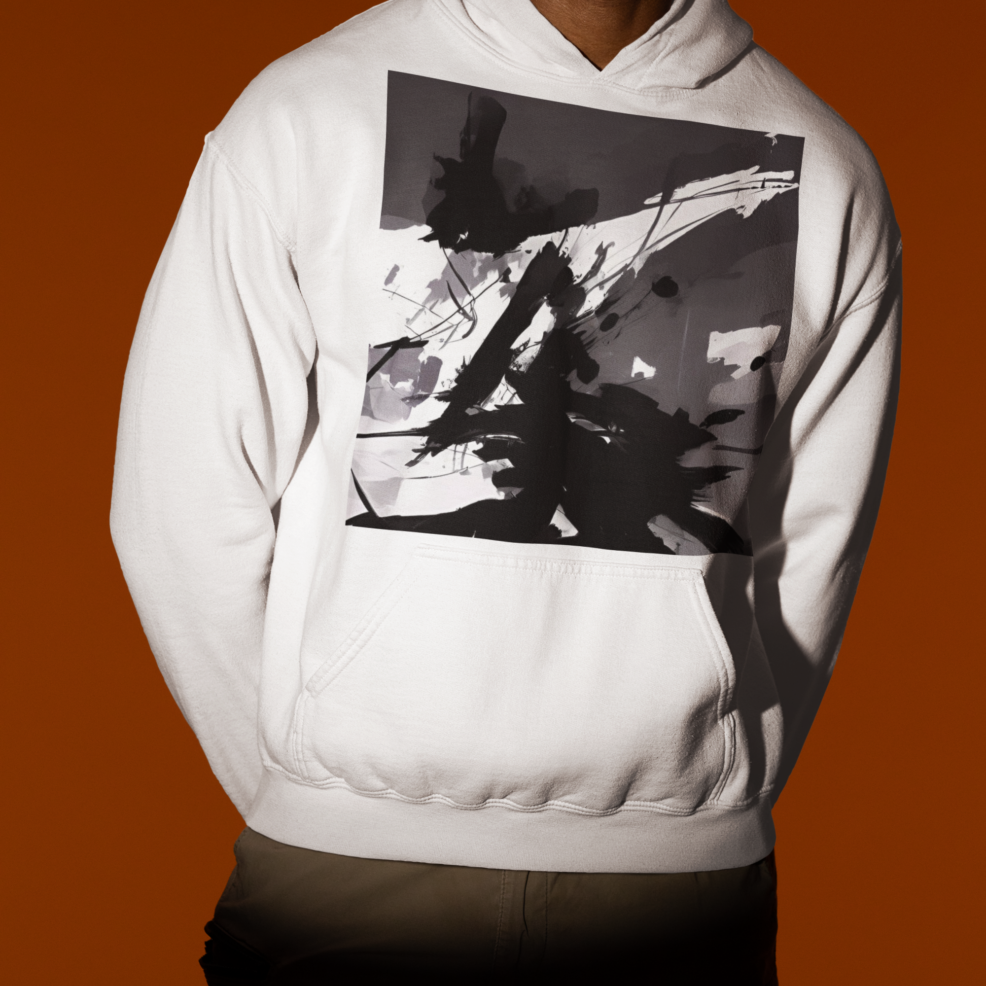 K#515 - Ink Motion Hoodie – Abstrakte Stärke in Schwarzweiß | Kirrify