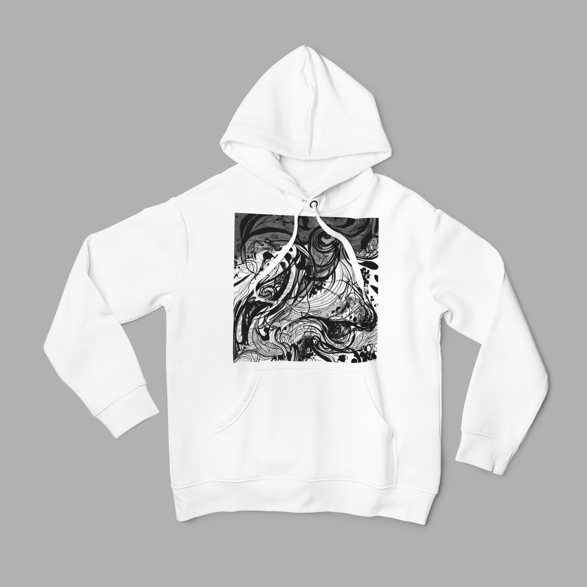 K#517 - Ink Flow Hoodie – Ausdrucksstarke Linienkunst in Schwarzweiß | Kirrify