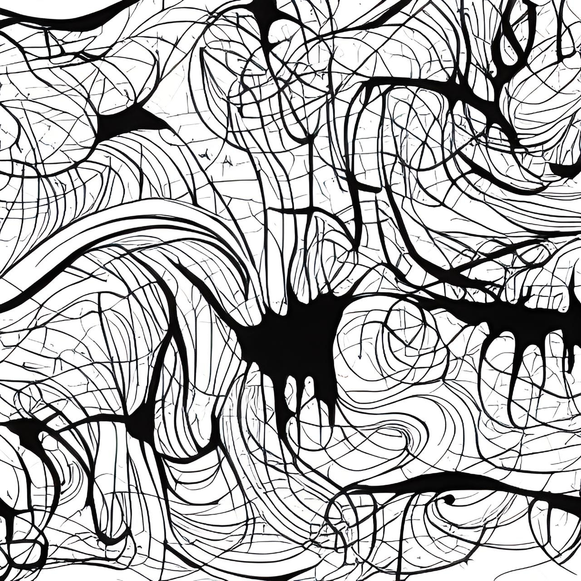 K#520 - Neural Flow Hoodie – Digitale Linienkunst in Schwarzweiß | Kirrify