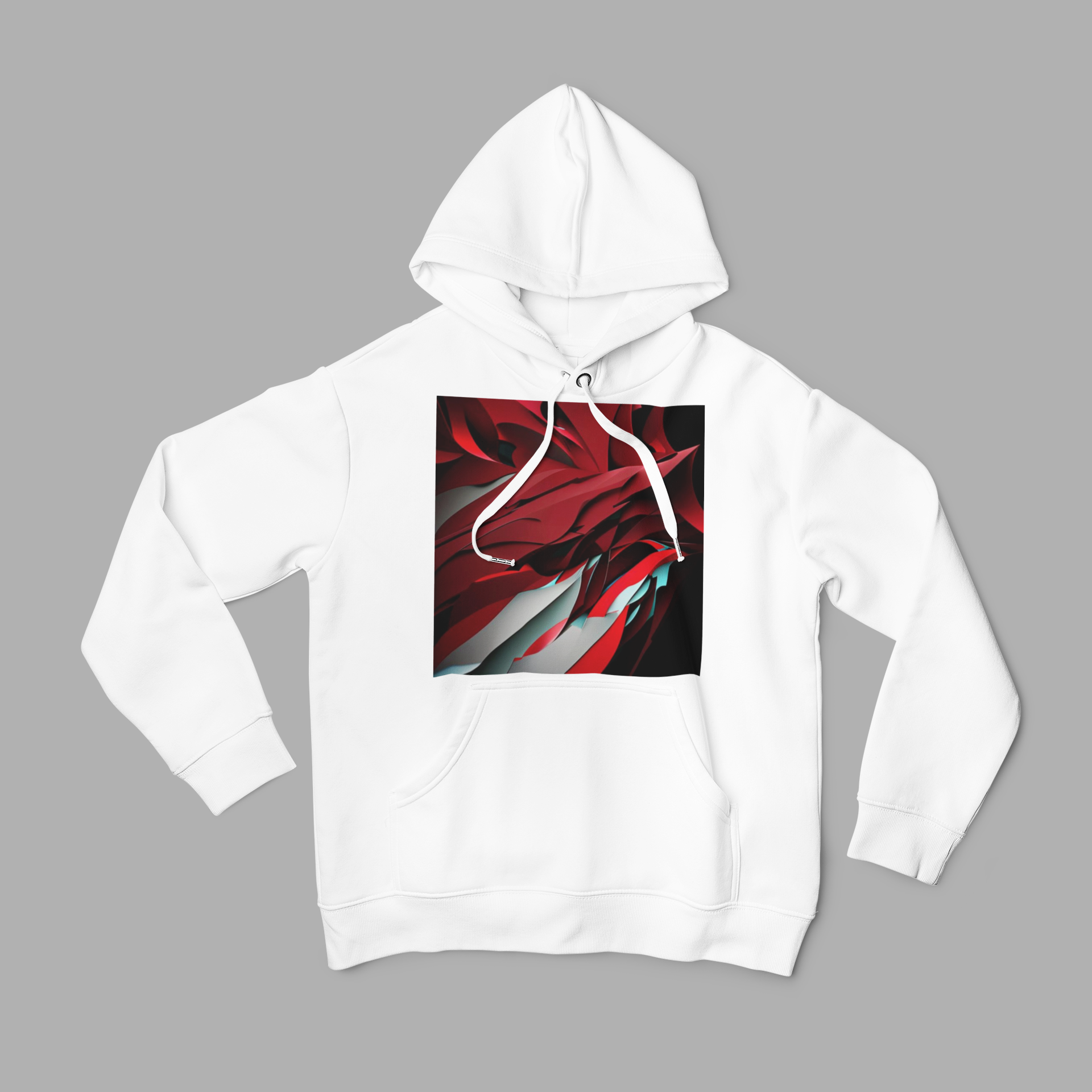 K#525 - Crimson Flow Hoodie – Abstrakte Bewegung in Rot | Kirrify