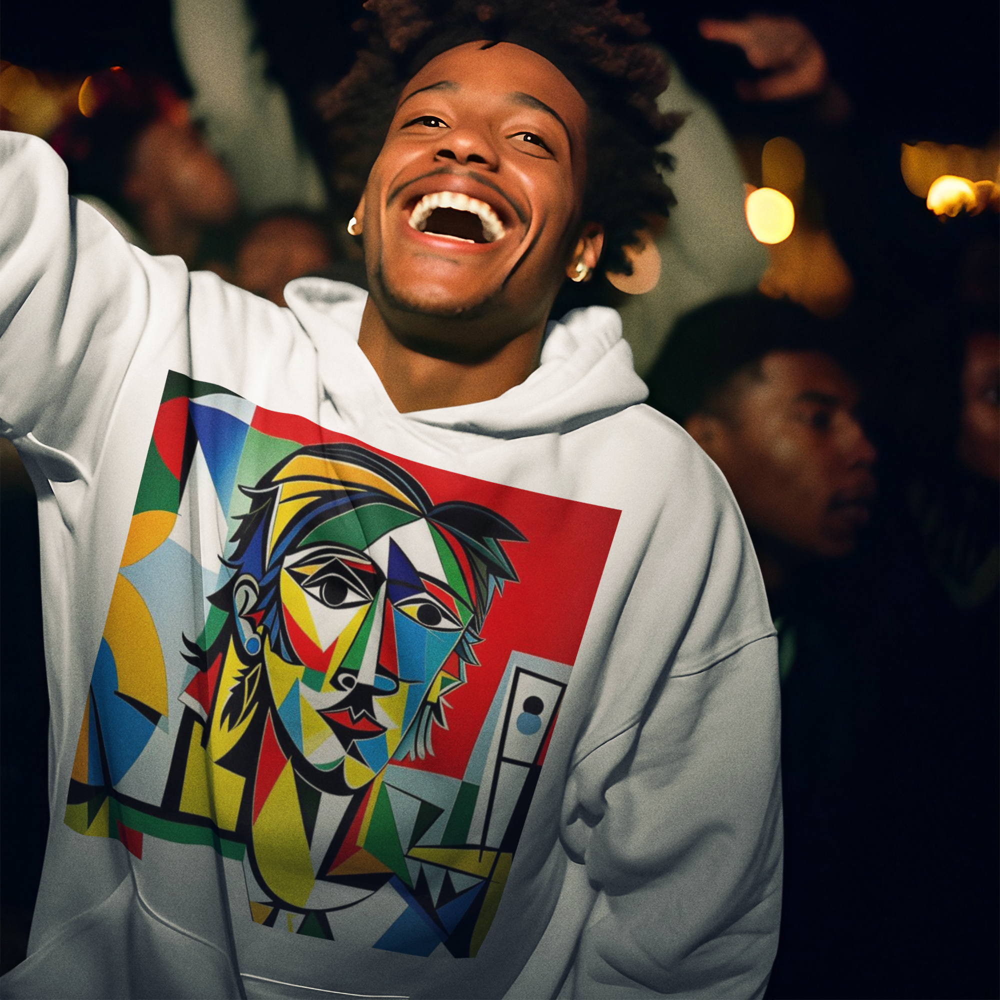 K#528 - Cubist Portrait Hoodie – Bunte Kunst der Formen | Kirrify Artwear