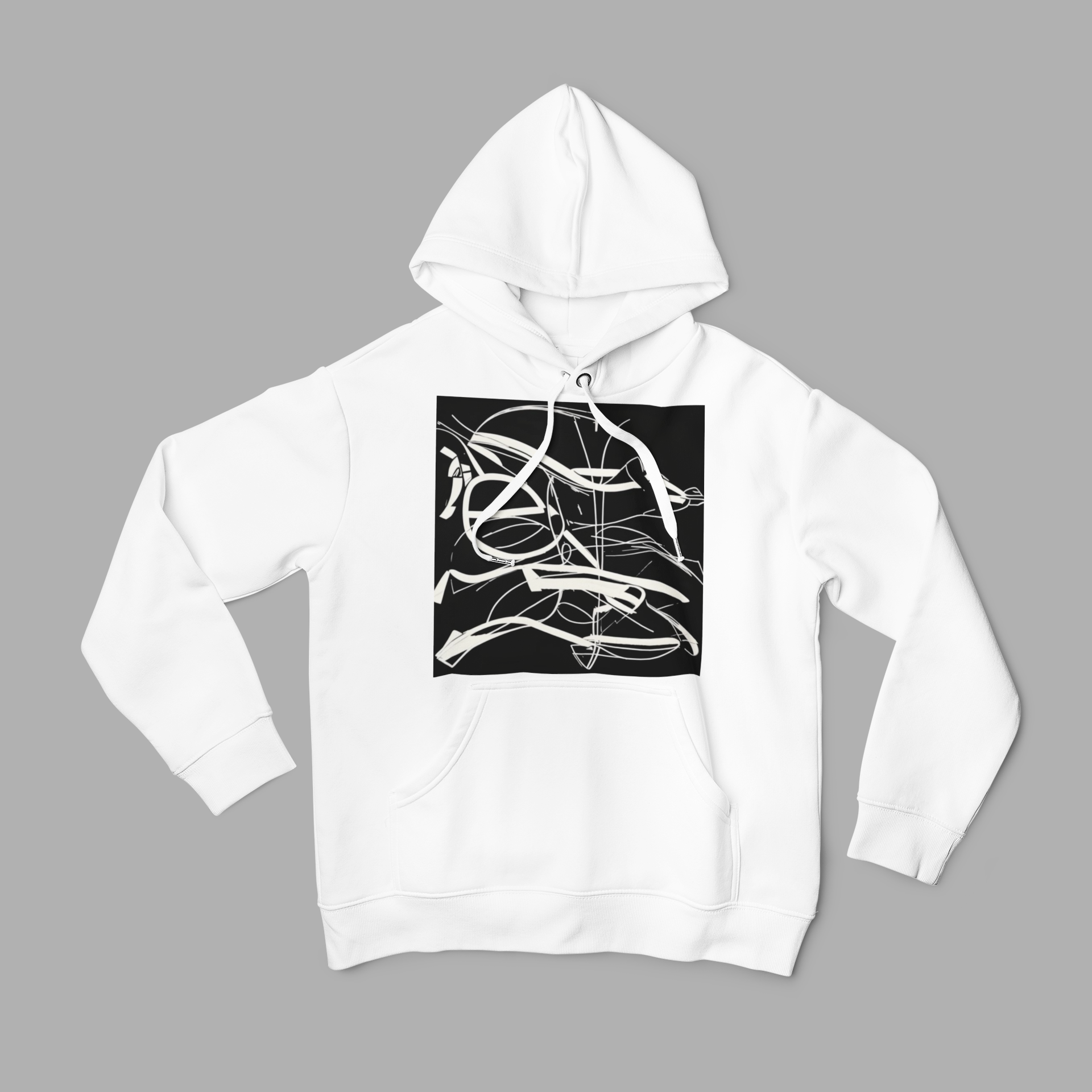 K#531 - Monochrome Motion Hoodie – Dynamische Linienkunst | Kirrify