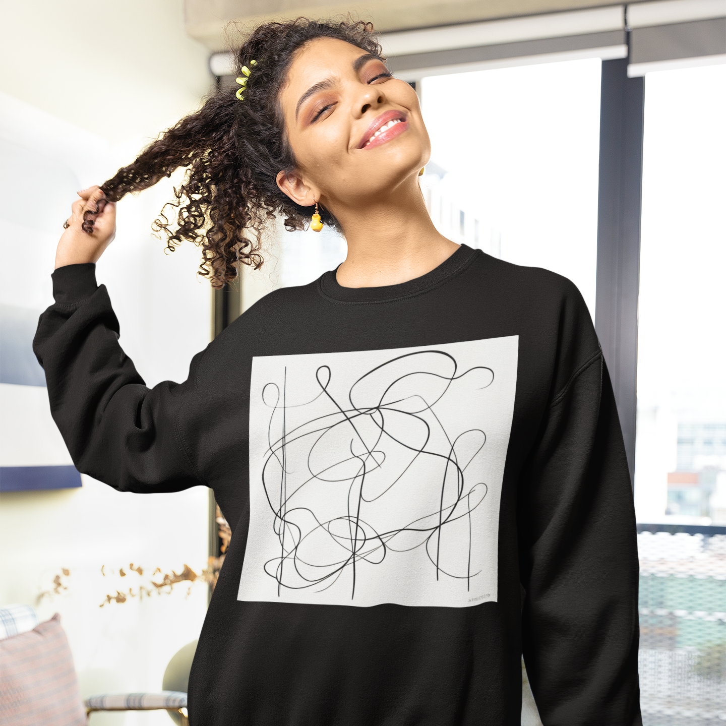 K#431 - Fine Line Sweatshirt – Elegante Linienkunst in Schwarz | Kirrify