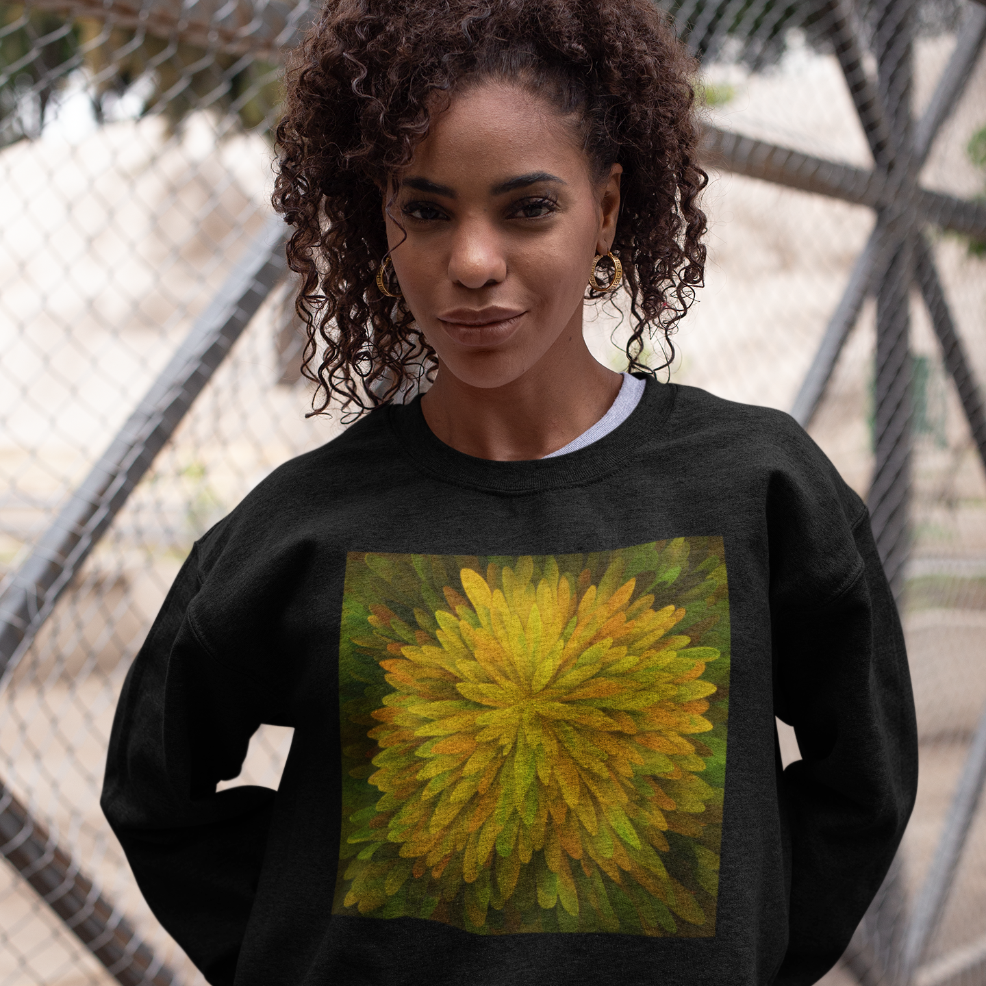 K#436 -Golden Petal Sweatshirt – Blühende Energie & Naturkunst | Kirrify Bloom